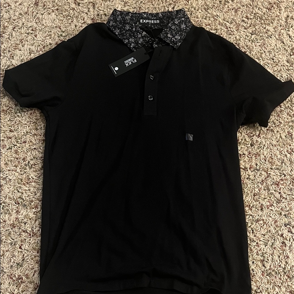 Express Men's Polo with Patterned Collar